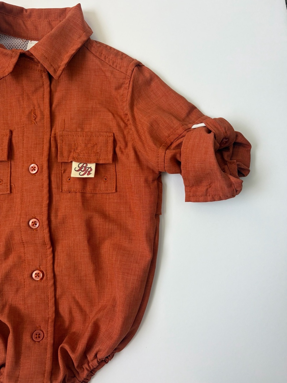 Bull Red Clothing Rust Button-Up Romper - Picture 3 of 6